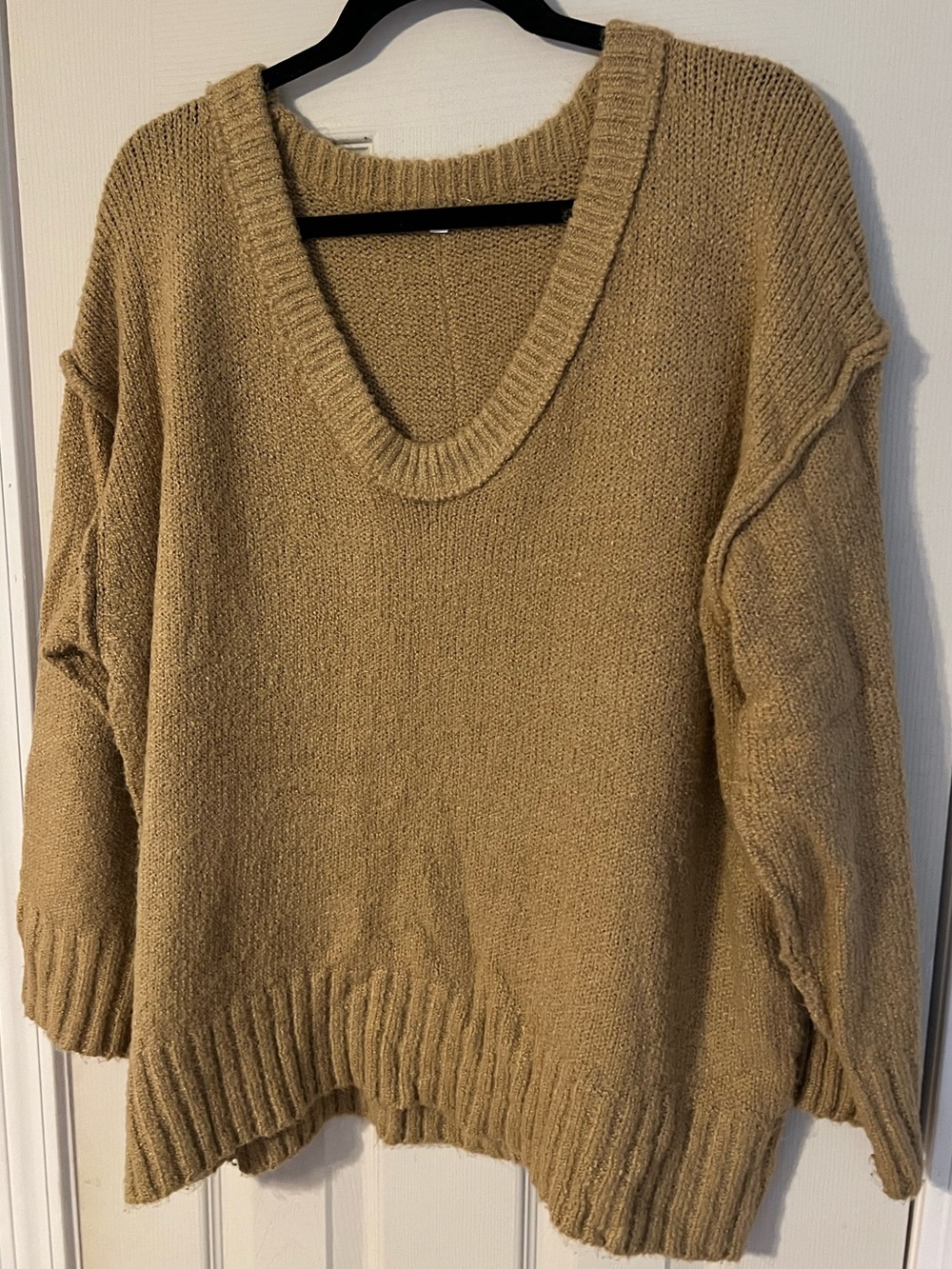 ANRABESS Oversized Scoop V Neck Batwing Long Sleeve Knit Pullover Sweaters - Picture 8 of 10
